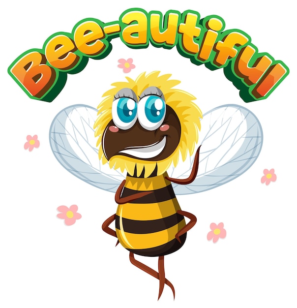 Free vector beeautiful cartoon funny pun with cute animals