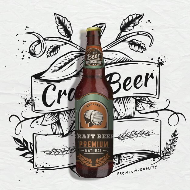 beer ad with vintage illustration