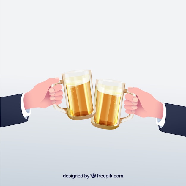 Beer background with men toasting