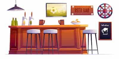 Free vector beer bar stuff, pub desk with bottles and cups