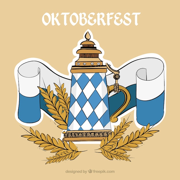 Free vector beer and barley to celebrate oktoberfest