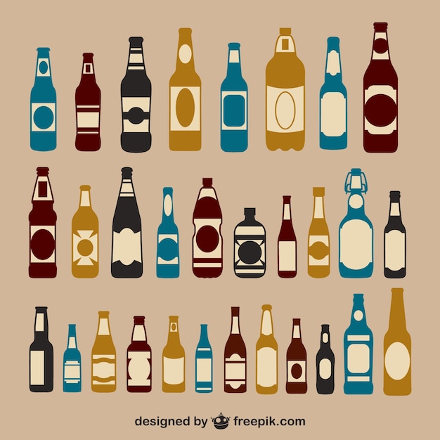 Free vector beer bottles pack