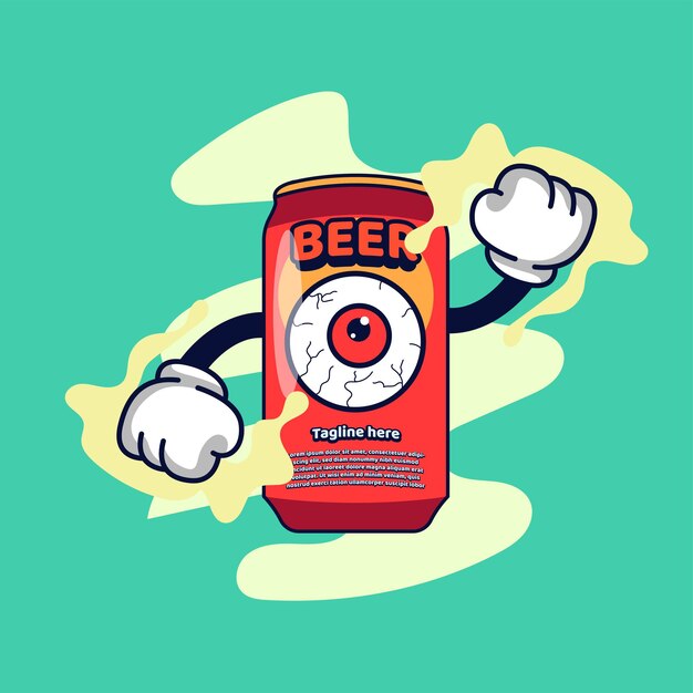 Beer Character vintage 90's illustration