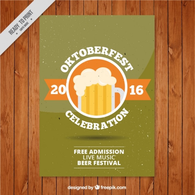 Free vector beer in a circle over green background with white spots