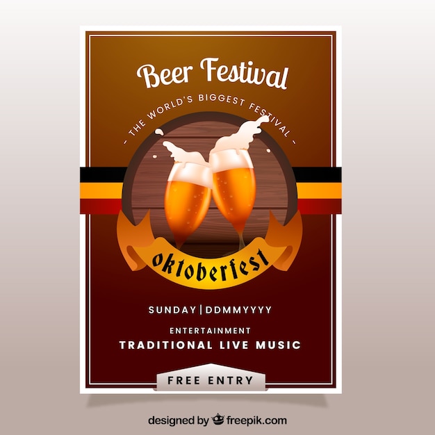 Free vector beer festival brochure in vintage design