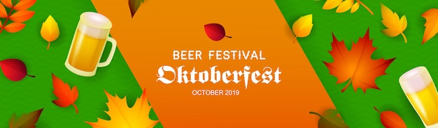Beer festival Octoberfest banner with lager