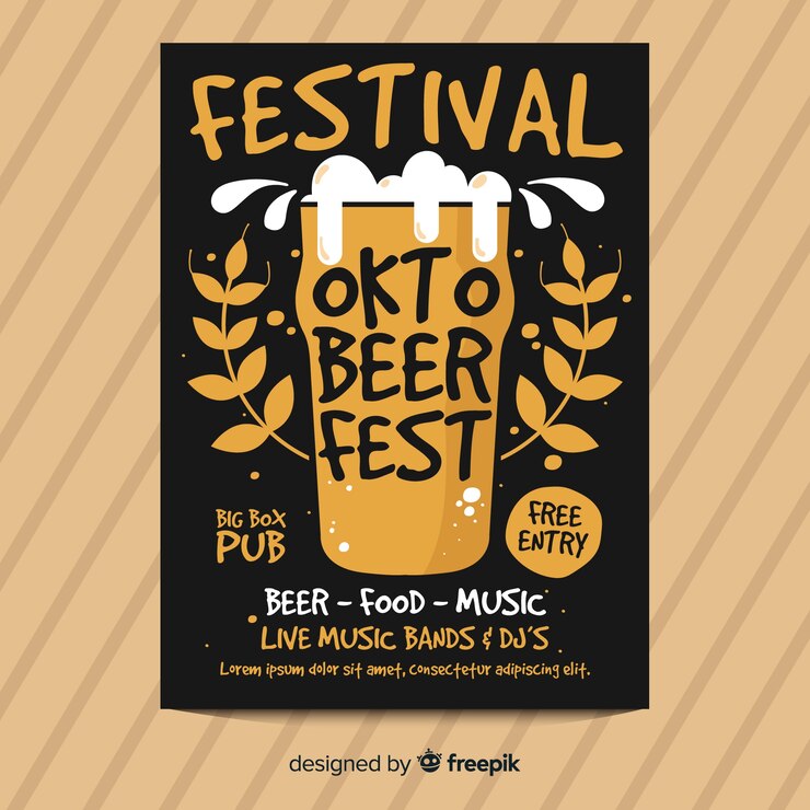 Free Vector beer glass oktoberfest poster template