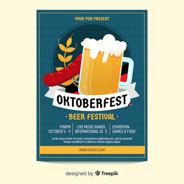 Beer glass oktoberfest poster template