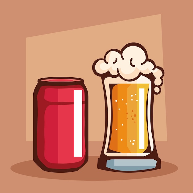 Free vector beer glass with can