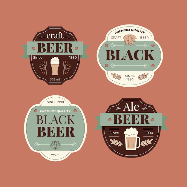 Free vector beer label design collection