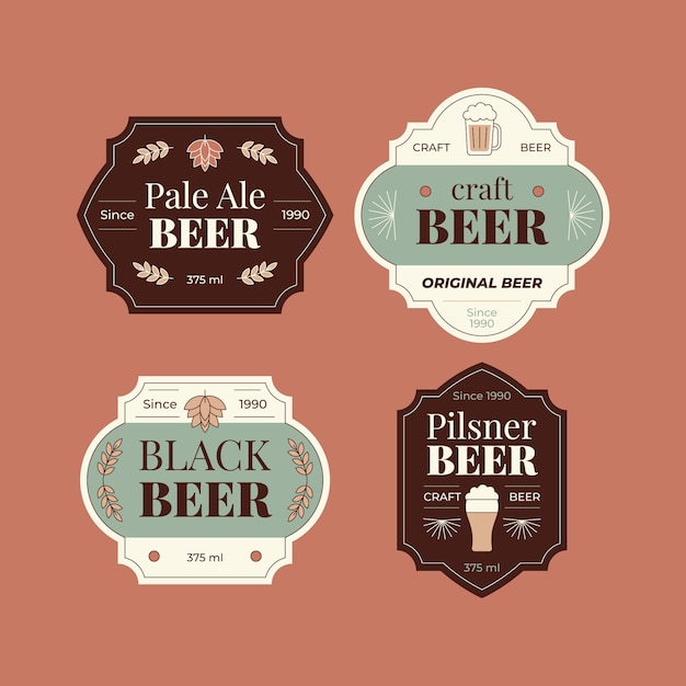 Free vector beer label design collection