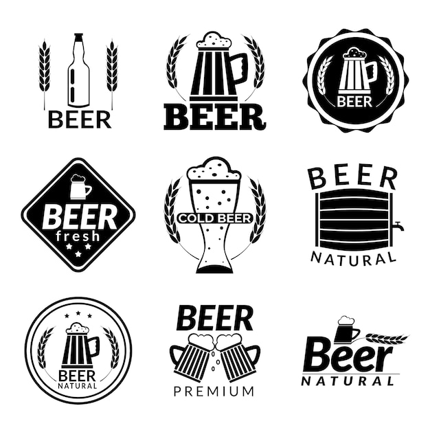 Vettore gratuito modelli di birra logo collectio