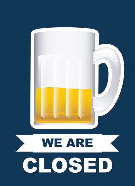Бесплатное векторное изображение Кружка пива над синим, мы открыты