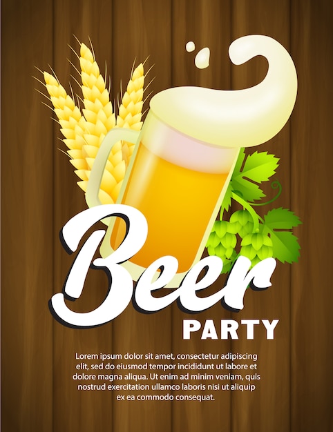 Beer party poster template with mug and foam