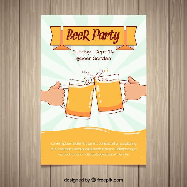 Beer party poster with hand drawn style