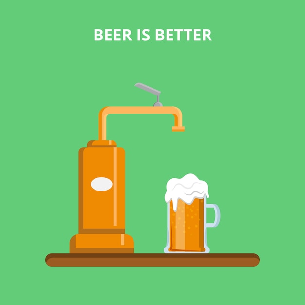 Free vector beer pouring machine. beer is better concept web site  illustration.