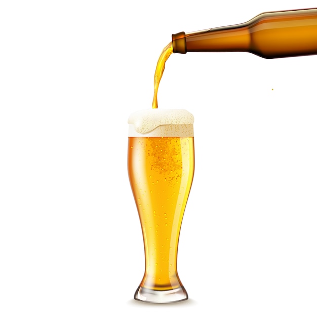 Free vector beer pouring realistic