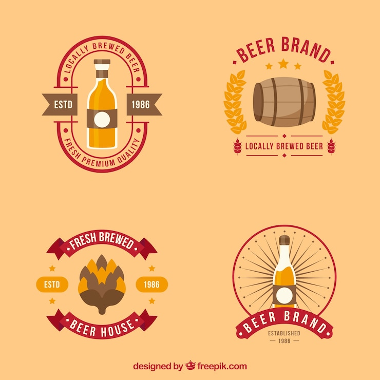 Free Vector beer retro label collection 