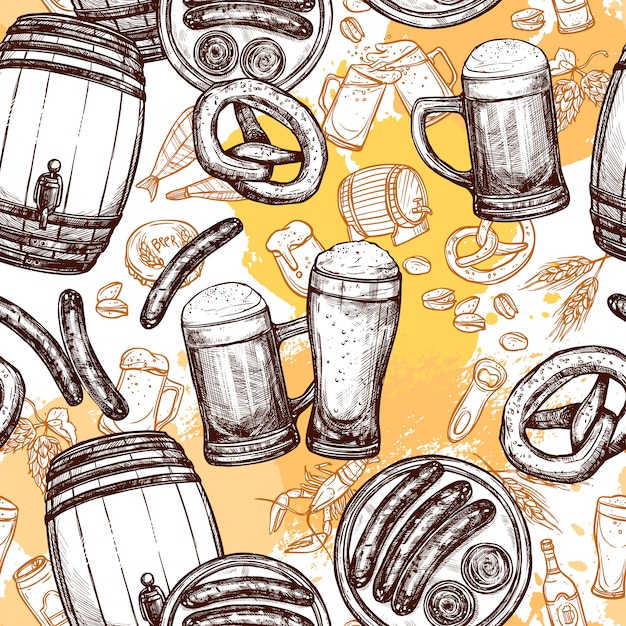 Free vector beer seamless pattern