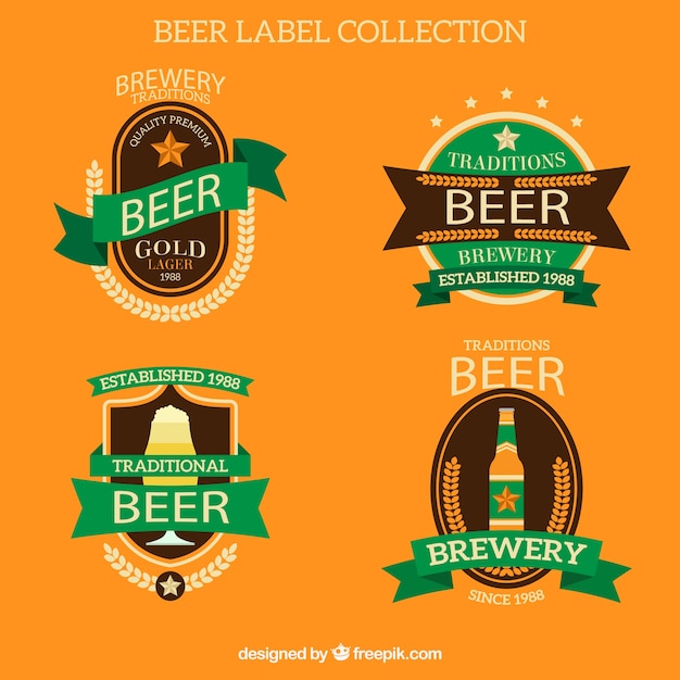 Free vector beer sticker collection with white letters