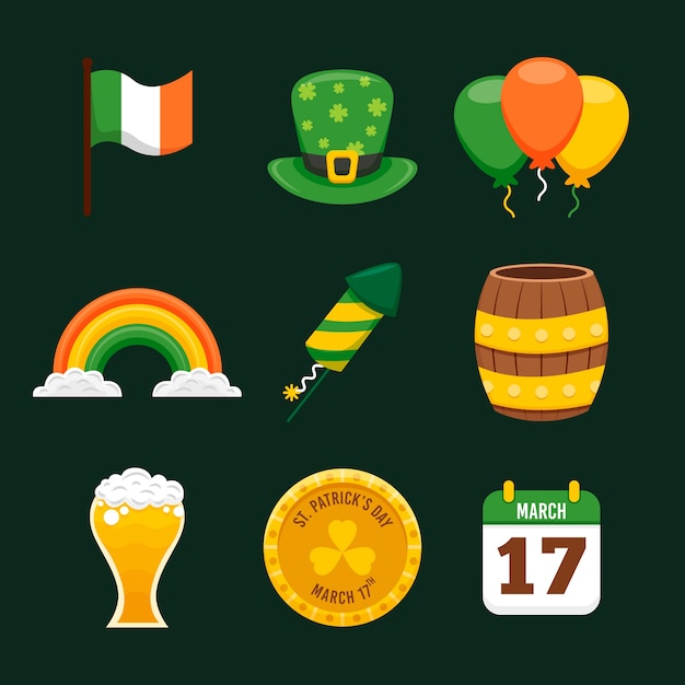Free vector beer and traditional object st. patrick's day elements