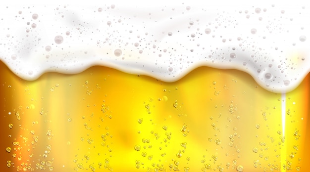 泡と泡の背景を持つビール