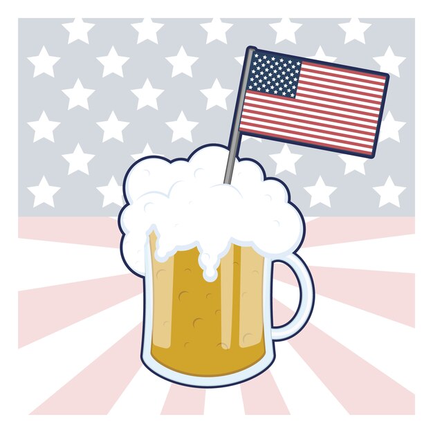 Beer with usa flag background