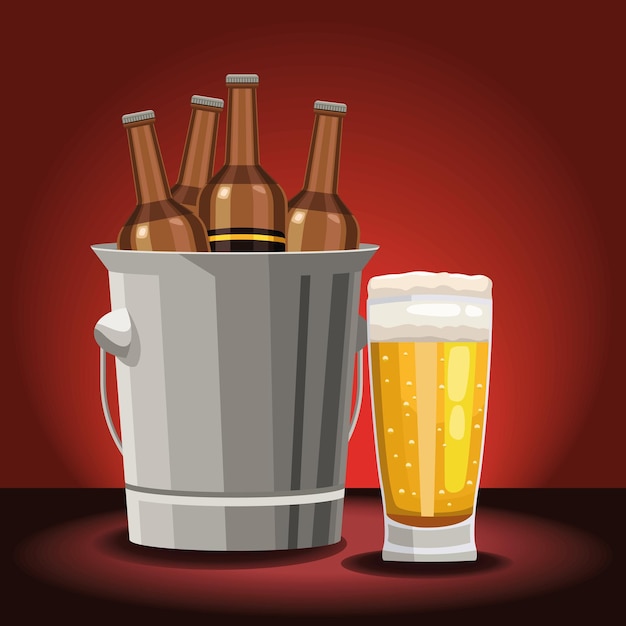 Free vector beers bottles and glass poster