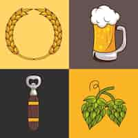 Free vector beers drinks set four icons