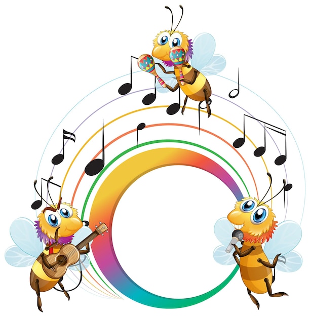 Free vector bees music band with empty banner