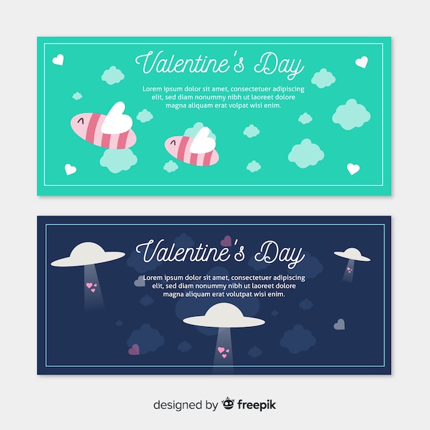 Free vector bees and ovnis valentine banner