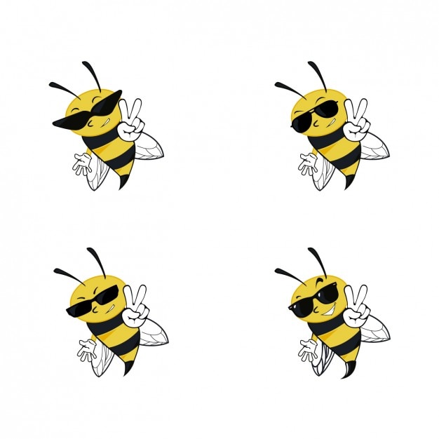 Free Vector bees with sunglasses