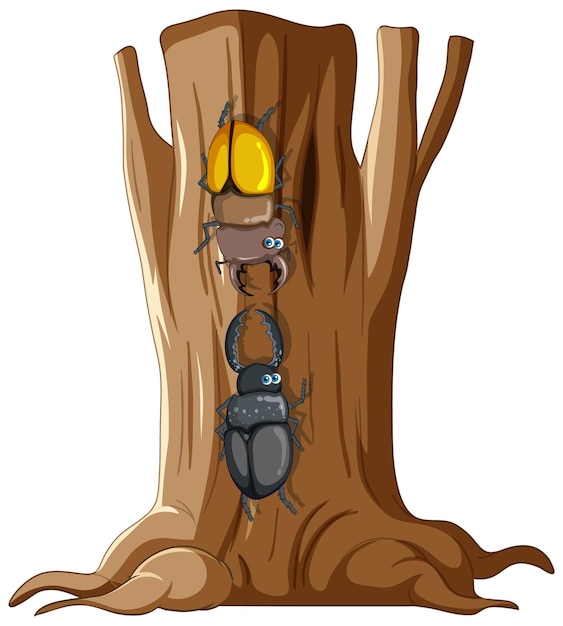 Free vector beetle fighting on a tree