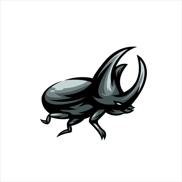 beetle illustration logo design vector