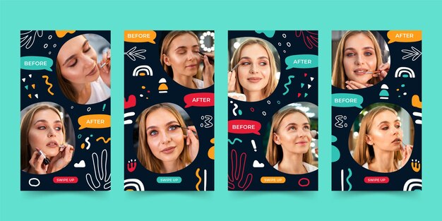 Free vector before and after ig story collection