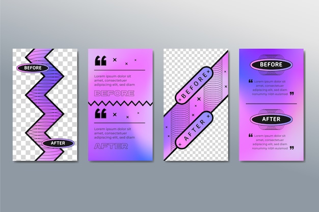 Vettore gratuito prima e dopo ig story collection