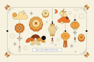 Beige chinese mid autumn festival background vector