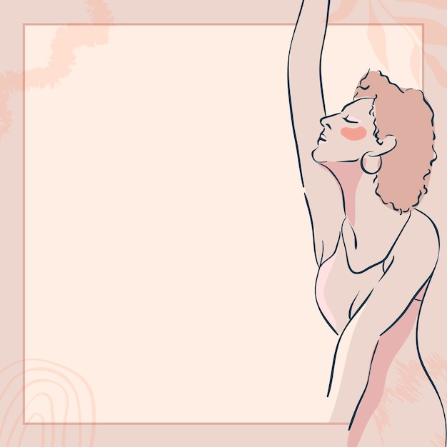 Free vector beige feminine line art frame vector