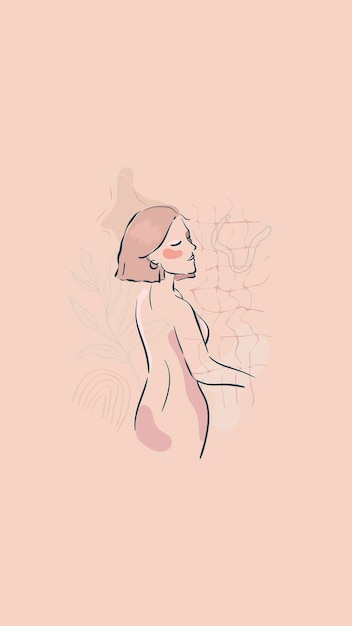 Бесплатное векторное изображение Бежевая женская линия искусства