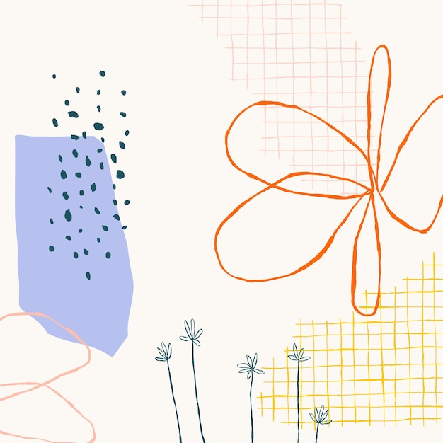 抽象的な落書きの形とベージュの花の背景ベクトル
