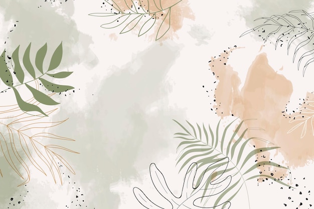 Free vector beige leafy watercolor background vector