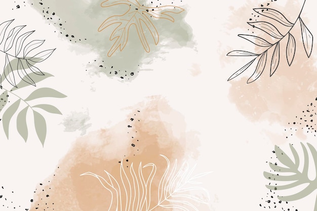 Free vector beige leafy watercolor background