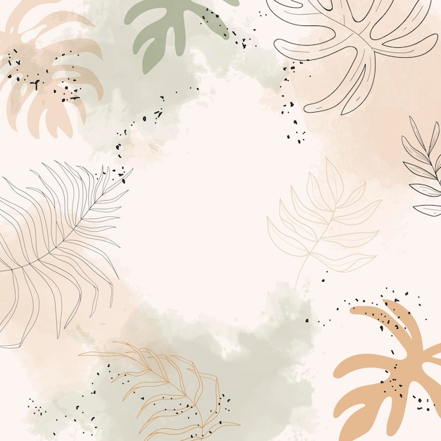 Бесплатное векторное изображение Бежевый листовой акварель фон