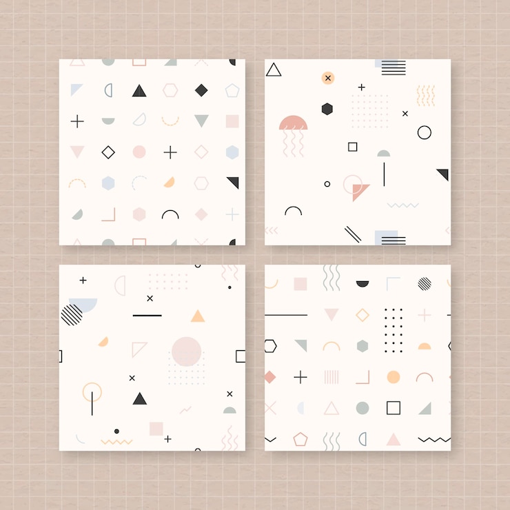Free Vector beige memphis seamless pattern set
