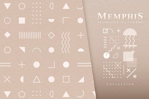 Free vector beige memphis seamless pattern