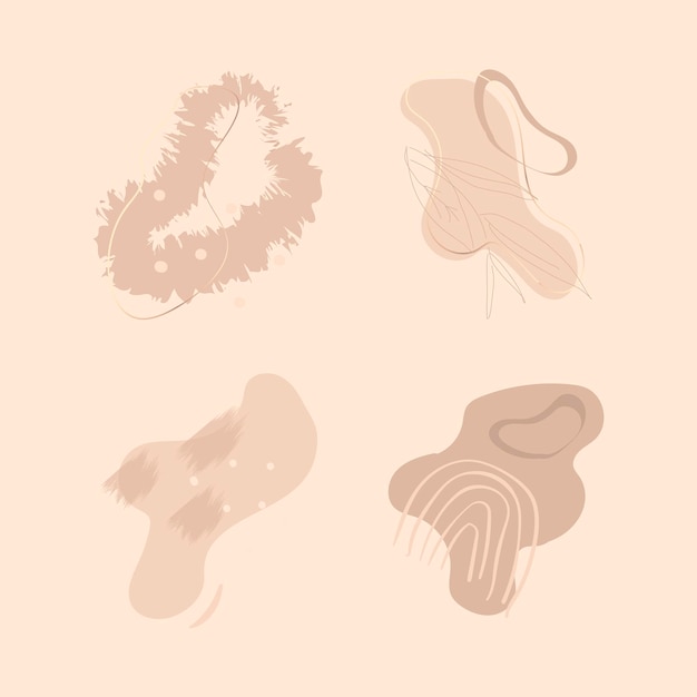 Beige organic shape set vector