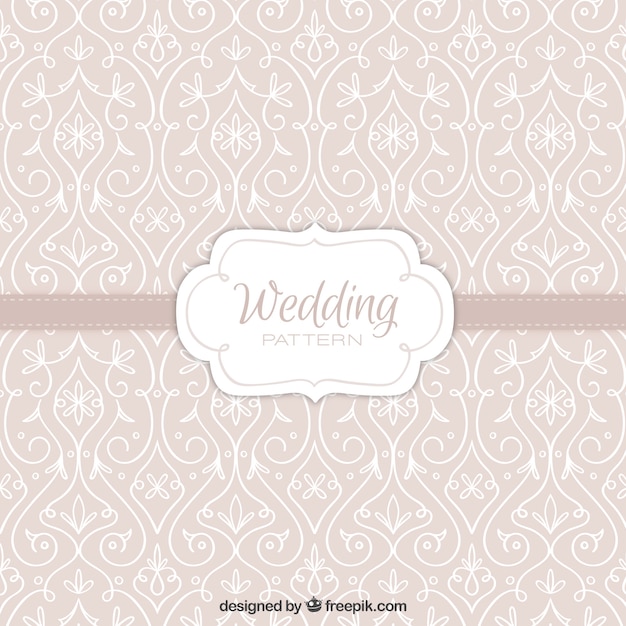 Free Vector beige pattern with hand drawn floral decoration for wedding