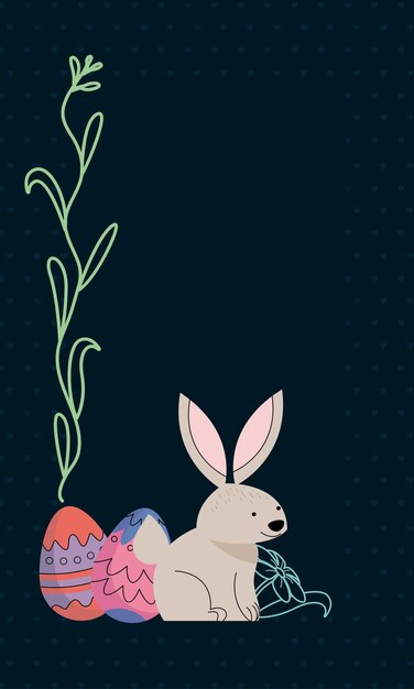 Бежевый кролик и окрашенные яйца