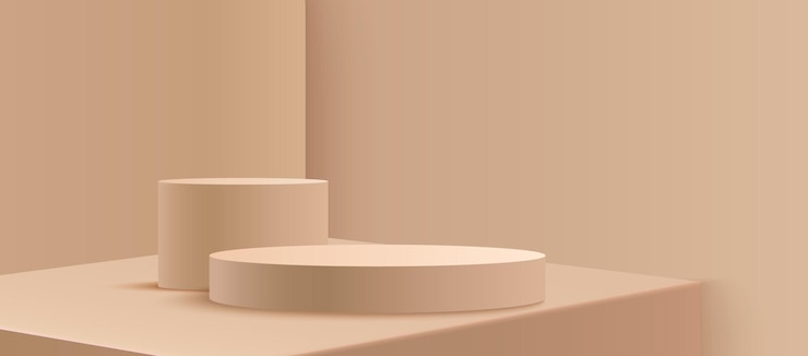 Free Vector beige round podium display
