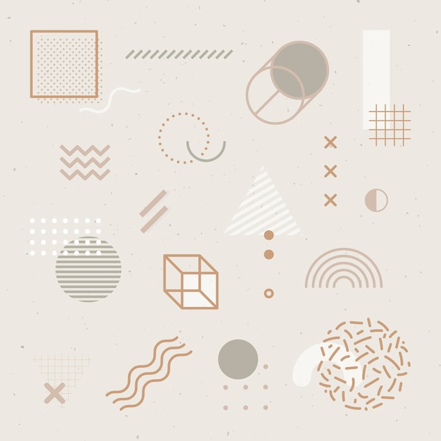 Free vector beige tone memphis patterned social template